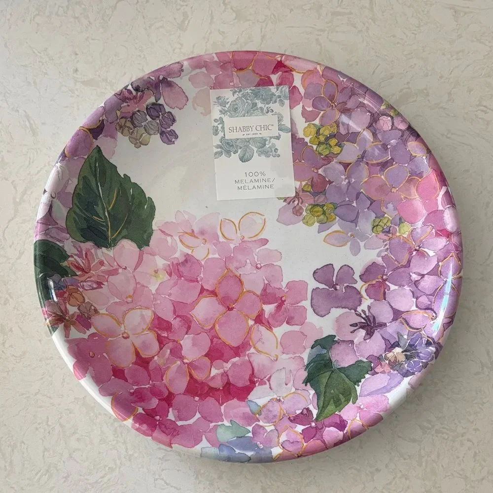 9 inch Shabby Chic Pink and Purple Floral Plate NEW - set of 4